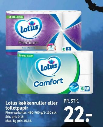 SPAR Lotus køkkenruller eller toiletpapir tilbud