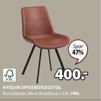 JYSK HYGUM SPISEBORDSSTOL tilbud