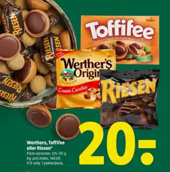Coop 365 Werthers, Toffifee eller Riesen tilbud