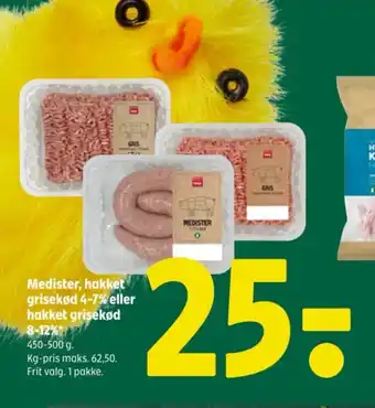 Coop 365 Medister, hakket grisekød 4-7% eller hakket grisekød 8-12% tilbud