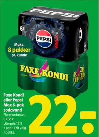 Coop 365 Faxe Kondi eller Pepsi Max 6-pak sodavand tilbud