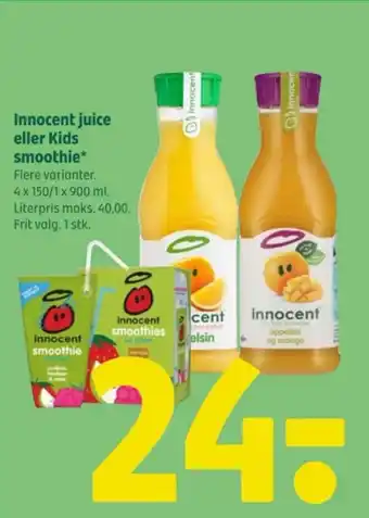 Coop 365 Innocent juice eller Kids smoothie tilbud