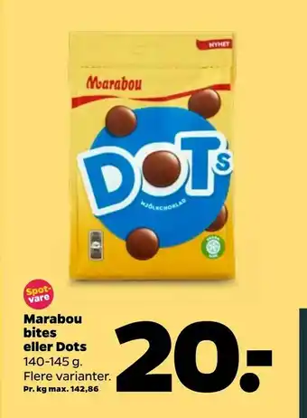 Netto Marabou bites eller Dots tilbud