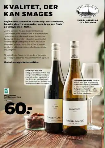 Netto Rød Syrah eller hvid Sauvignon Blanc tilbud