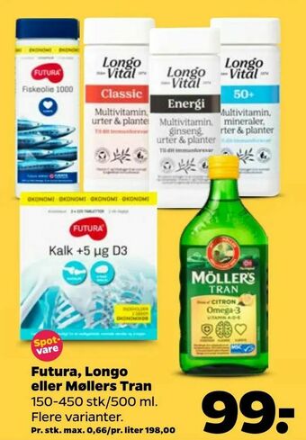 Netto Futura, Longo eller Møllers Tran tilbud