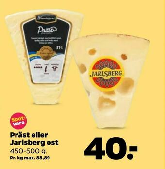 Netto Präst eller Jarlsberg ost tilbud