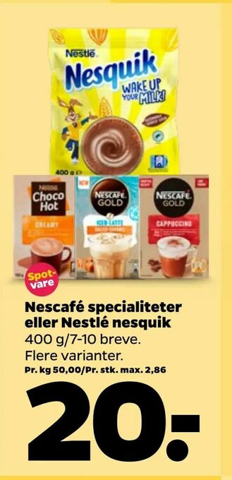 Netto Nescafé specialiteter eller Nestlé nesquik tilbud