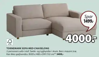 JYSK TORNEMARK SOFA MED CHAISELONG tilbud