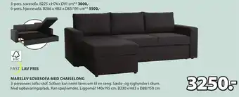JYSK MARSLEV SOVESOFA MED CHAISELONG tilbud