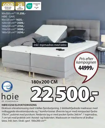 JYSK HØIE E250 ELEVATIONSSENG tilbud
