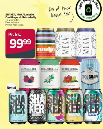 Fleggaard SHAKER, MOKAÏ, modjo, Cool Grape el. Rekorderlig tilbud