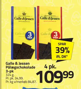 Fleggaard Galle & Jessen Pålægschokolade 3-pk tilbud