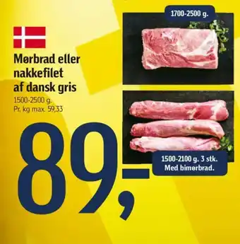 Føtex Mørbrad eller nakkefilet af dansk gris tilbud