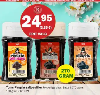 Købmandsgården Toms Pingvin saltpastiller tilbud