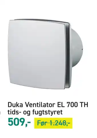 Johannes Fog Duka Ventilator EL 700 TH tids- og fugtstyret tilbud