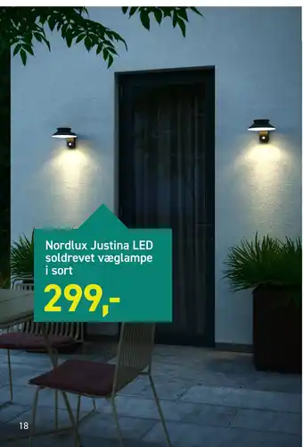 Johannes Fog Nordlux Justina LED soldrevet væglampe i sort tilbud