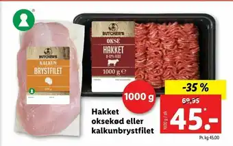 Let-Køb Hakket oksekød eller kalkunbrystfilet tilbud