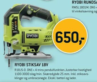 Ryobi stiksav 18v