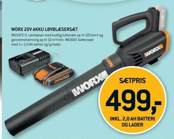 XL-BYG Worx 20v akku løvblæsersæt tilbud