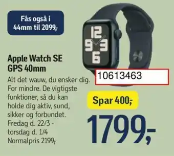 Føtex Apple Watch SE GPS 40mm tilbud