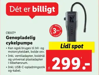 Lidl Genopladelig cykelpumpe tilbud