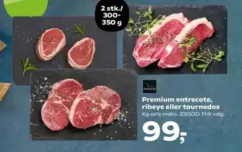 Kvickly Premium entrecote, ribeye eller tournedos tilbud