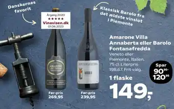 Kvickly Amarone Villa Annaberta eller Barolo Fontanafredda tilbud