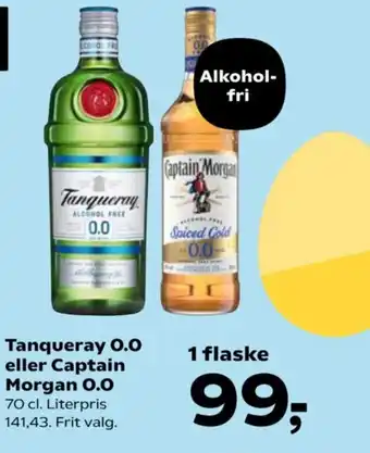 Kvickly Tanqueray 0.0 eller Captain Morgan 0.0 tilbud
