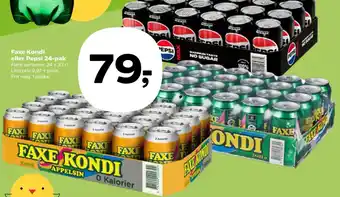 Kvickly Faxe Kondi eller Pepsi 24-pak tilbud