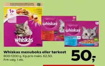 Kvickly Whiskas menuboks eller tørkost tilbud