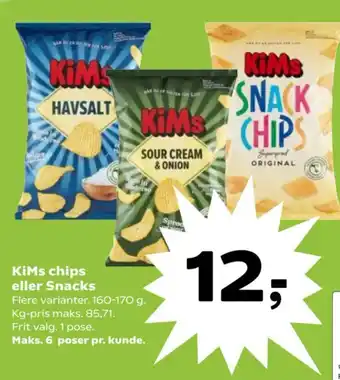 Kvickly KiMs chips eller Snacks tilbud