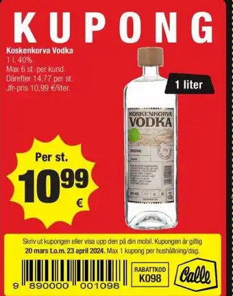 Calle Koskenkorva Vodka tilbud