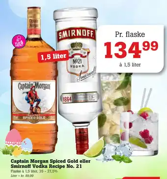 Poetzsch Padborg Captain Morgan Spiced Gold eller Smirnoff Vodka Recipe No. 21 tilbud