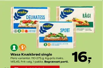 Kvickly Wasa Knækbrød single tilbud