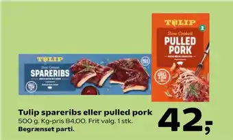 SuperBrugsen Tulip spareribs eller pulled pork tilbud