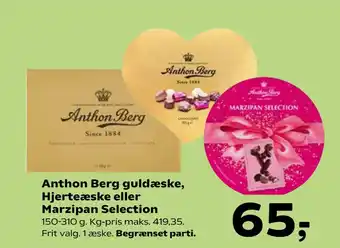 SuperBrugsen Anthon Berg guldæske, Hjerteæske eller Marzipan Selection tilbud