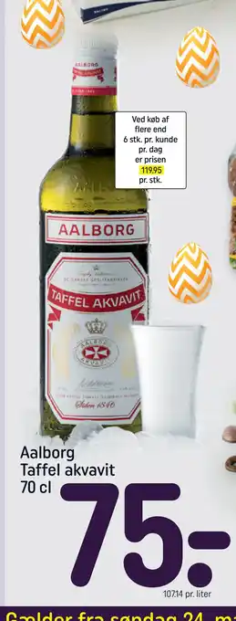 Rema 1000 Aalborg Taffel akvavit 70 cl tilbud