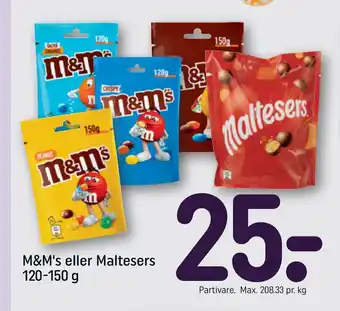 REMA 1000 M&M's eller Maltesers 120-150 g tilbud