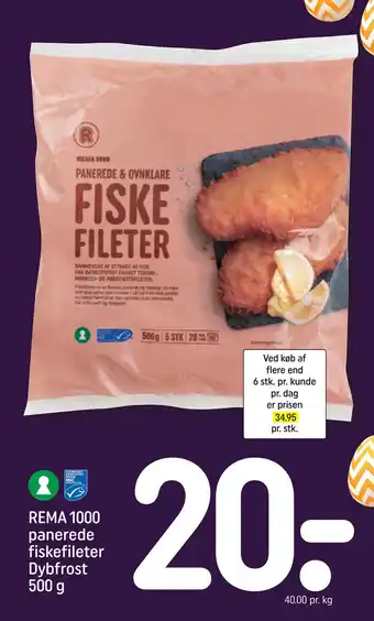 REMA 1000 REMA 1000 panerede fiskefileter Dybfrost 500 g tilbud