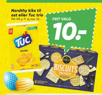 Bilka Nordthy kiks til ost eller Tuc trio tilbud