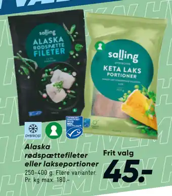 Bilka Alaska rødspættefileter eller lakseportioner tilbud