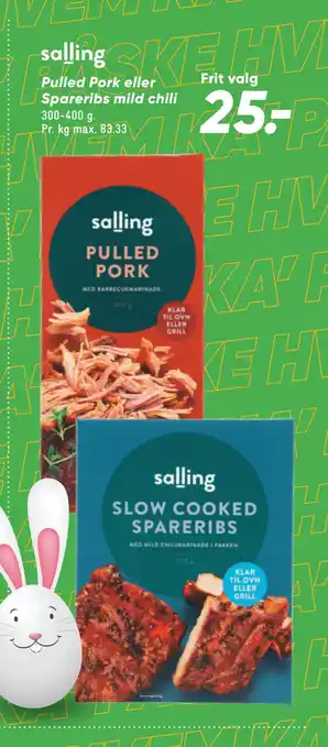 Bilka Pulled Pork eller Spareribs mild chili tilbud