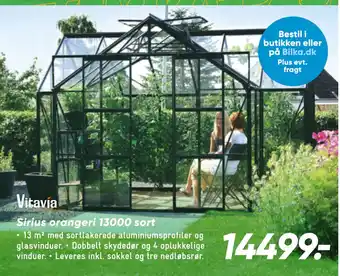 Bilka Sirius orangeri 13000 sort tilbud