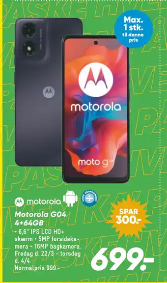 Bilka Motorola G04 4+64GB tilbud