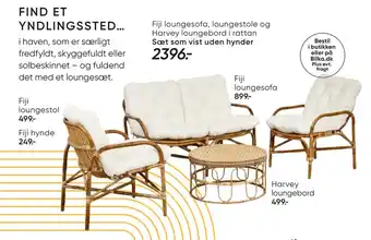 Bilka Fiji loungesofa, loungestole og Harvey loungebord i rattan tilbud