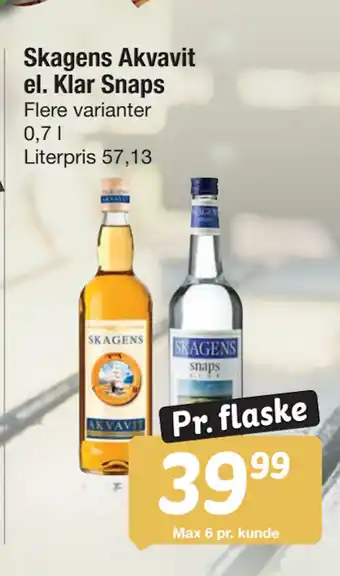 Fakta Tyskland Skagens Akvavit el. Klar Snaps tilbud