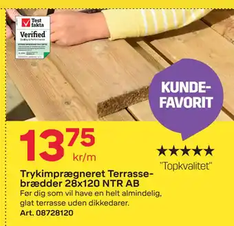 Trykimprægneret Terrassebrædder 28x120 NTR AB