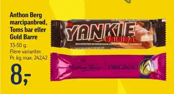 Føtex Anthon Berg marcipanbrød, Toms bar eller Guld Barre tilbud