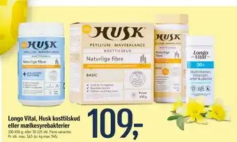 Føtex Longo Vital, Husk kosttilskud eller mælkesyrebakterier tilbud