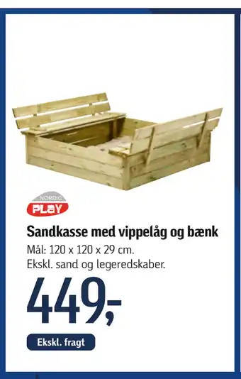 Føtex Sandkasse med vippelåg og bænk tilbud